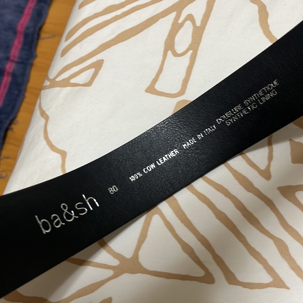 ba&sh Black Suede Wide Belt with Covered Buckle - Picture 2 of 3